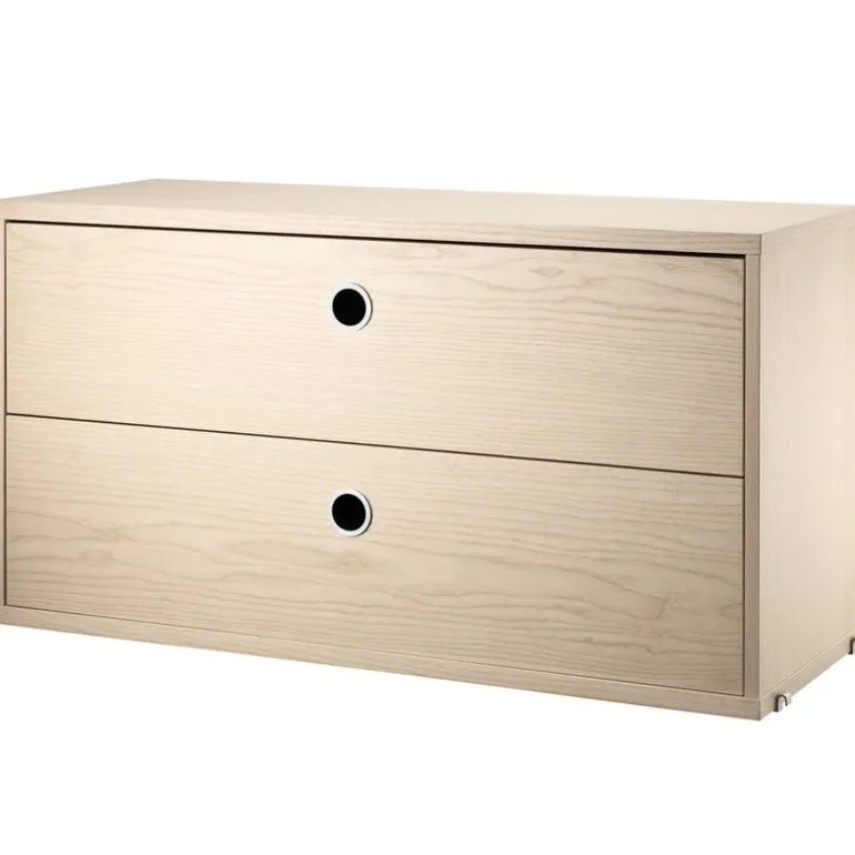 String Furniture String chest with 2 drawers, 78 x 30 cm, ash