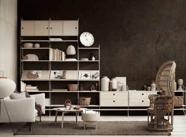 String Furniture String chest with 2 drawers, 78 x 30 cm, ash