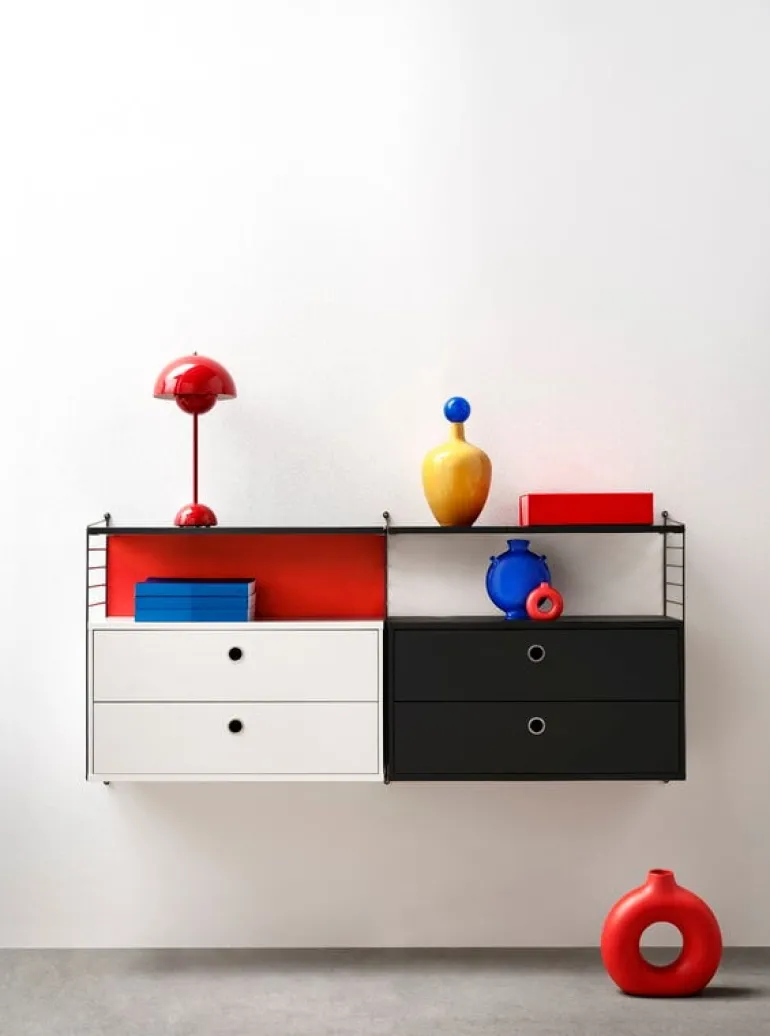 String Furniture String chest with 2 drawers, 78 x 30 cm, white