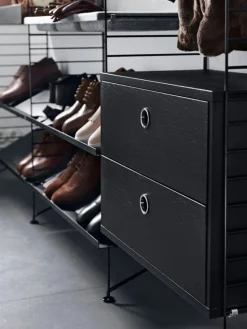 String Furniture String chest with 2 drawers, 58 x 30 cm, black stained ash