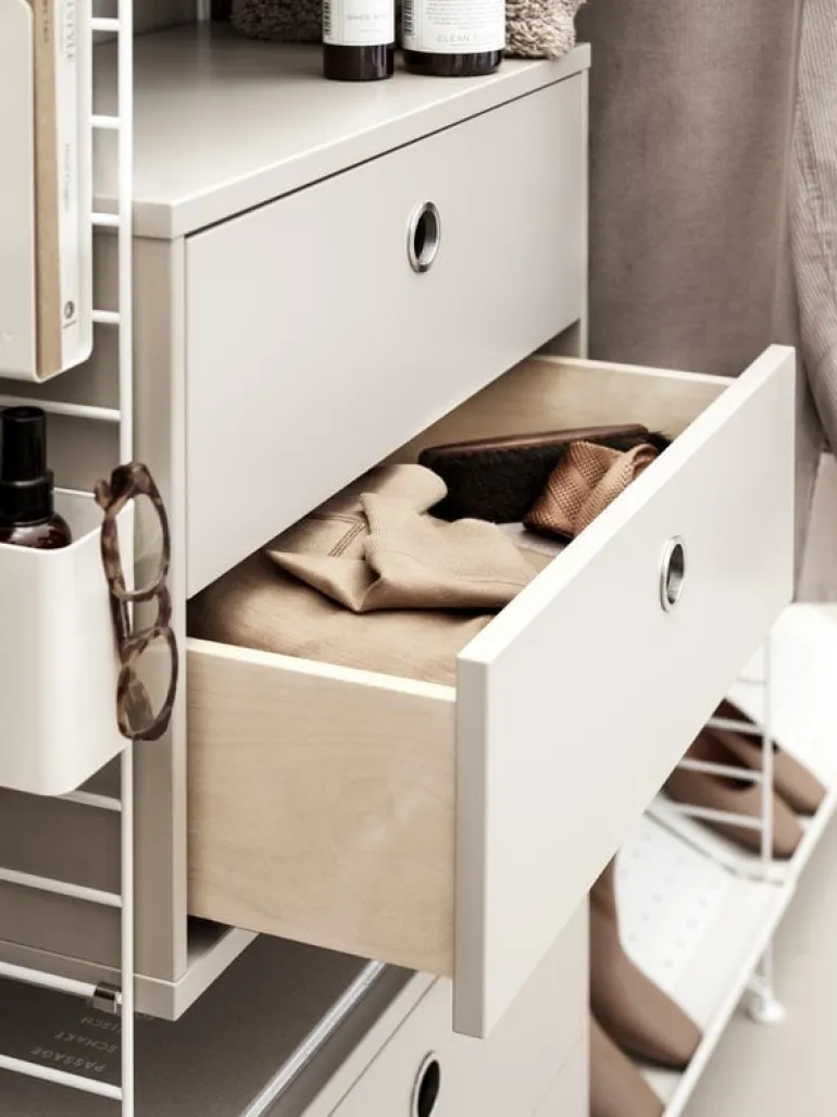 String Furniture String chest with 2 drawers, 78 x 30 cm, beige