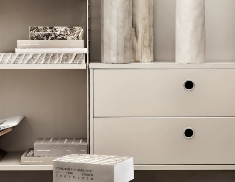 String Furniture String chest with 2 drawers, 78 x 30 cm, beige