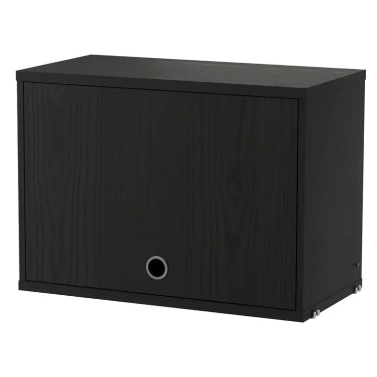 String Furniture String cabinet with flip door, 58 x 30 cm, black stained ash
