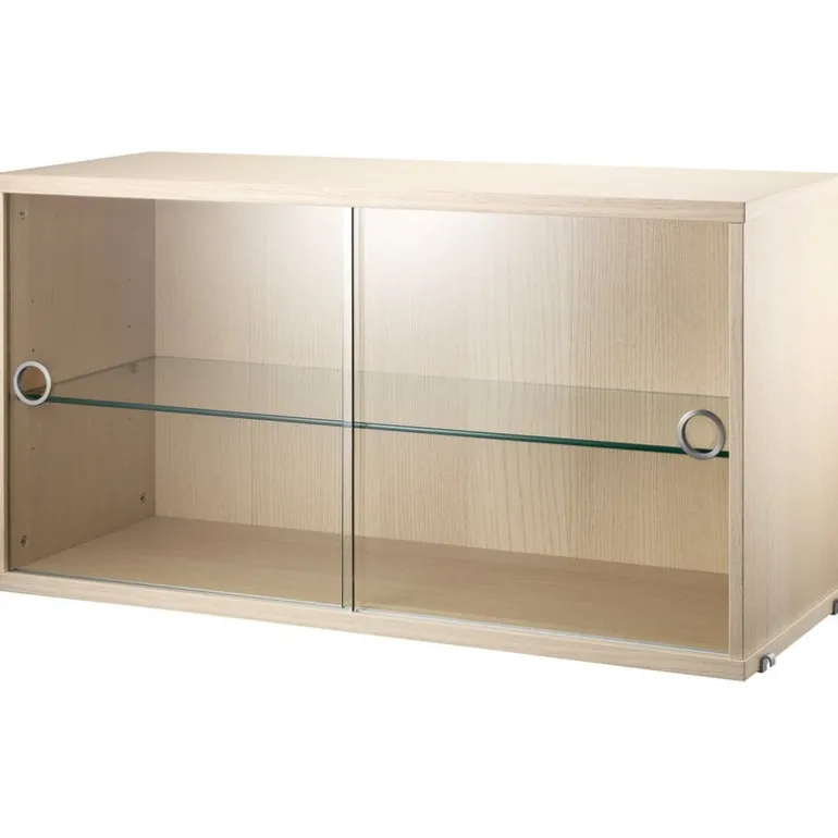 String Furniture String display cabinet w/ sliding glass doors, 78 x 30 cm, ash