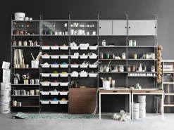 String Furniture String display cabinet w/ sliding glass doors, 78 x 30 cm, white