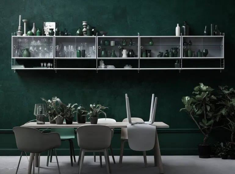 String Furniture String display cabinet w/ sliding glass doors, 78 x 30 cm, white