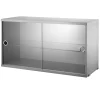 String Furniture String display cabinet w/ sliding glass doors, 78 x 30 cm, grey