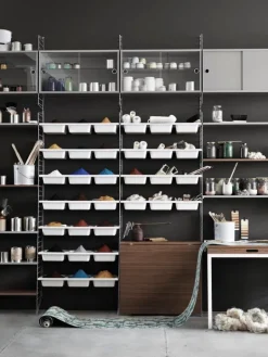 String Furniture String display cabinet w/ sliding glass doors, 78 x 30 cm, grey