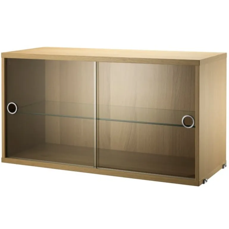 String Furniture String display cabinet w/ sliding glass doors, 78 x 30 cm, oak