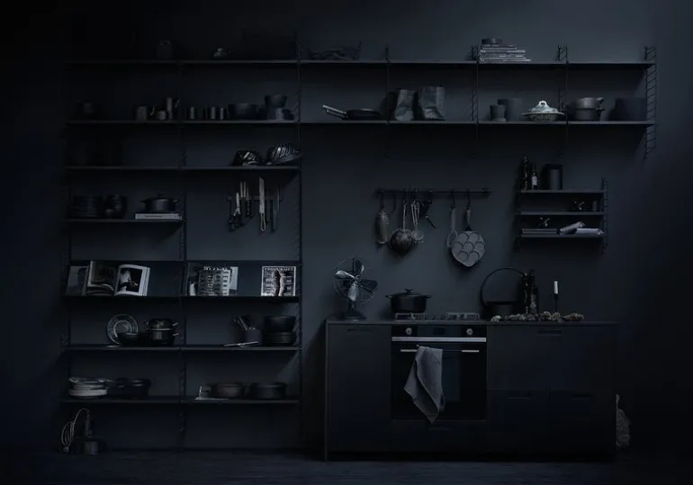 String Furniture String floor panel 200 x 30 cm, 2 pack, black