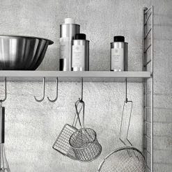 String Furniture String hooks for metal shelf, 5-pack, grey