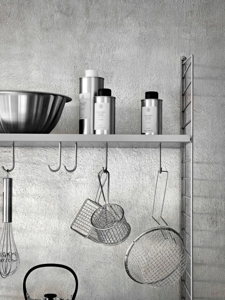 String Furniture String hooks for metal shelf, 5-pack, grey