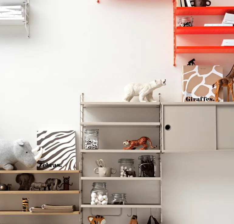 String Furniture String hooks for metal shelf, 5-pack, beige