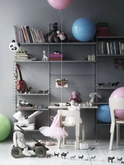 String Furniture String magazine shelf, 78 x 30 cm, grey steel