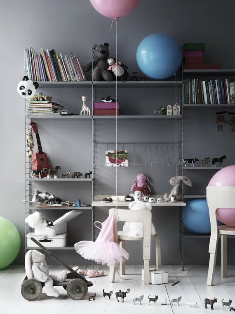 String Furniture String magazine shelf, 78 x 30 cm, grey steel