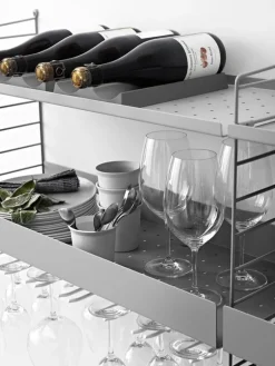 String Furniture String metal shelf, 58 x 30 cm, low, grey