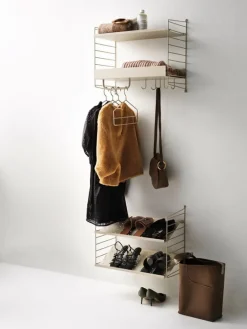 String Furniture String metal shelf 58 x 20 cm, low, beige