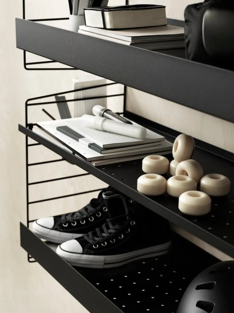 String Furniture String metal shelf, 78 x 30 cm, high, black