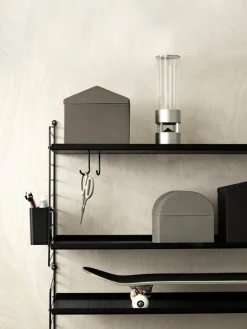 String Furniture String metal shelf, 78 x 30 cm, low, black