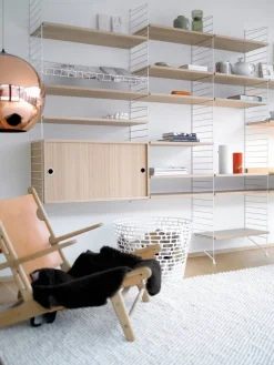 String Furniture String magazine shelf, 78 x 30 cm, white steel