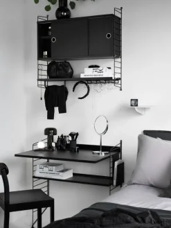 String Furniture String metal shelf 20 cm, low, black