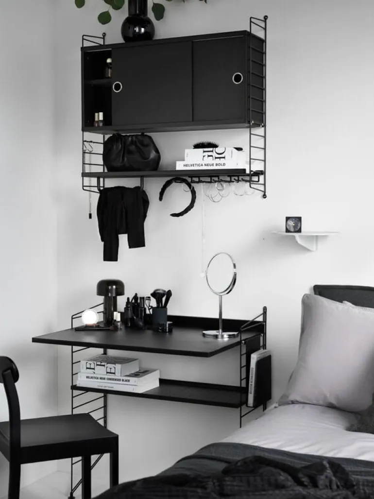 String Furniture String metal shelf 20 cm, low, black