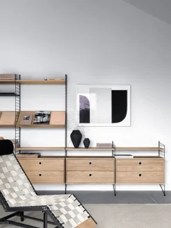 String Furniture String magazine shelf, 78 x 30 cm, oak