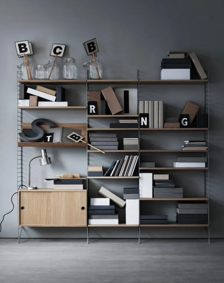 String Furniture String magazine shelf, 78 x 30 cm, oak