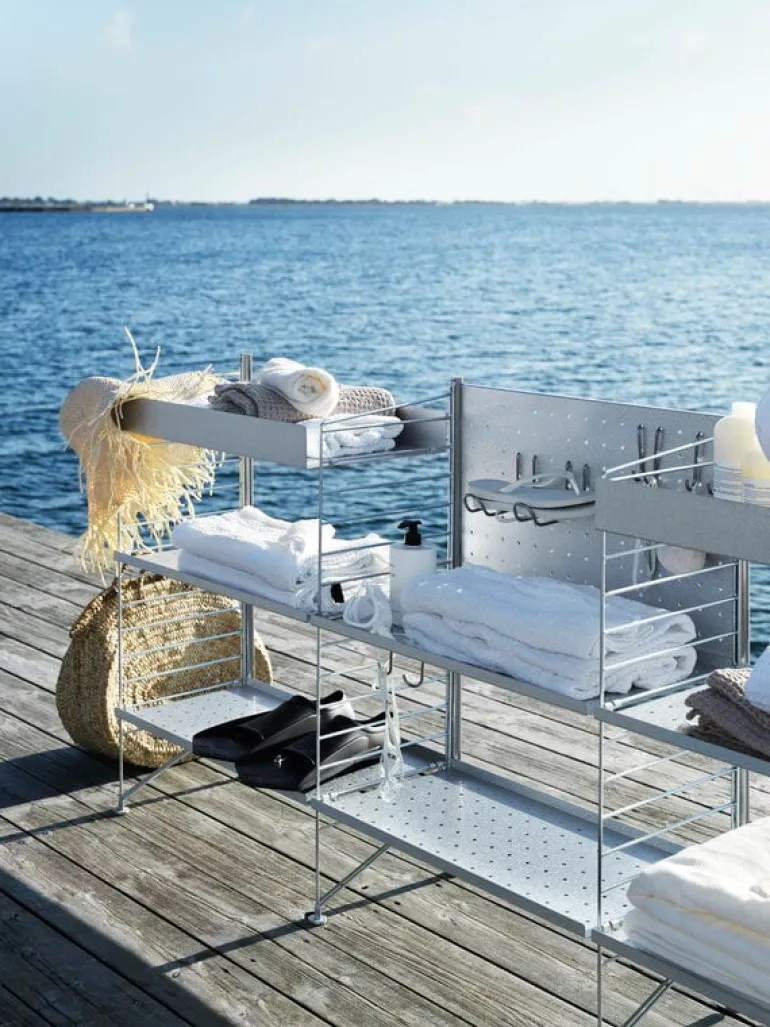 String Furniture String Outdoor vertical double hooks, 2 pcs, stainless steel