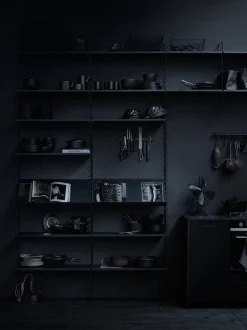 String Furniture String shelf 78 x 30 cm, 3-pack, black stained ash