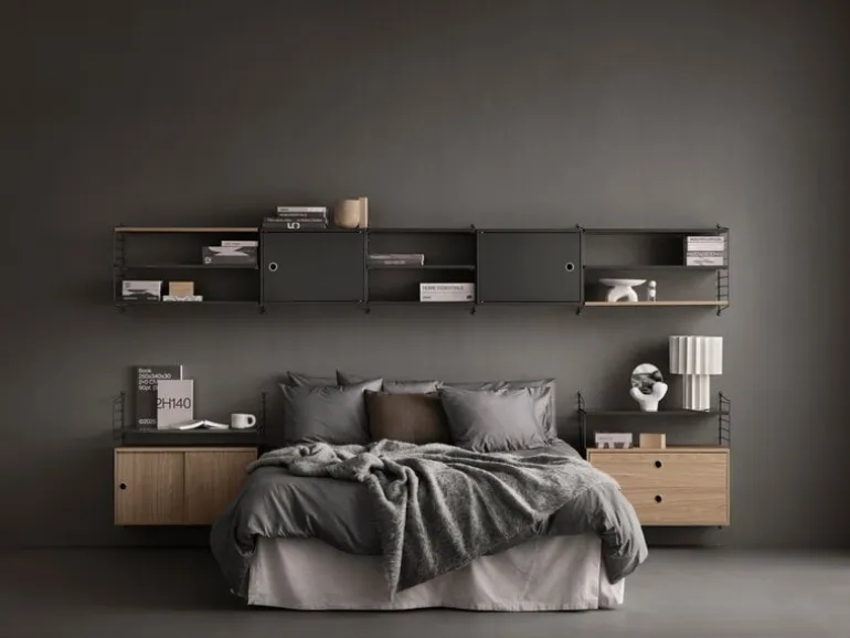 String Furniture String shelf 58 x 20 cm, 3-pack, dark grey