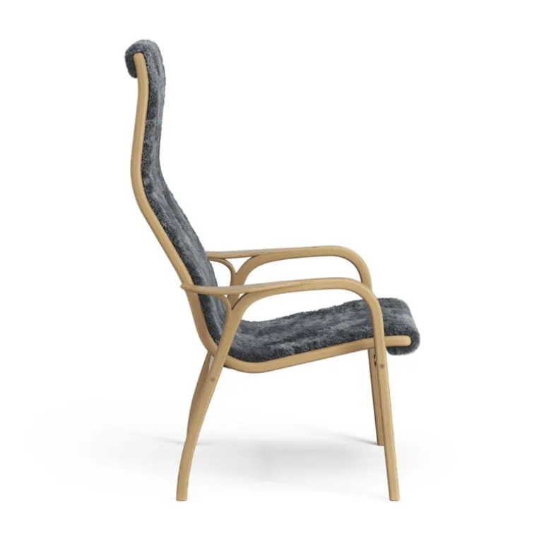 Swedese Lamino easy chair, sheepskin, charcoal