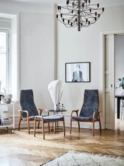 Swedese Lamino easy chair, sheepskin, charcoal