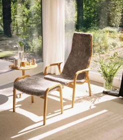 Swedese Lamino easy chair, sheepskin, Scandinavian grey
