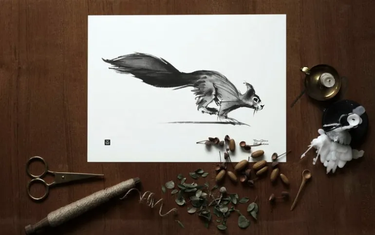 Teemu Järvi Illustrations Squirrel poster, 40 x 30 cm