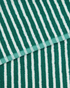 Tekla Bath sheet, teal green stripes