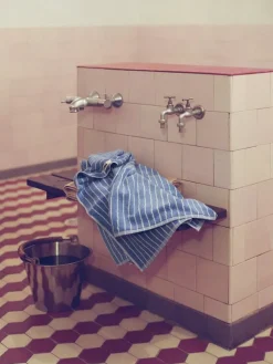 Tekla Bath towel, clear blue stripes