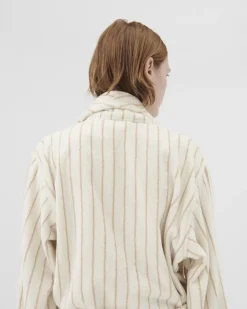 Tekla Classic bathrobe, sienna stripes