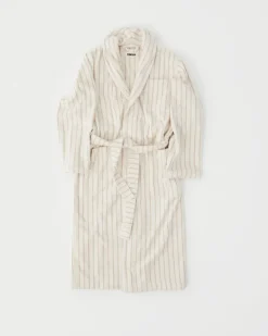 Tekla Classic bathrobe, sienna stripes