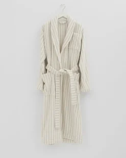 Tekla Classic bathrobe, sienna stripes