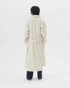 Tekla Classic bathrobe, sienna stripes