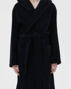 Tekla Hooded bathrobe, black