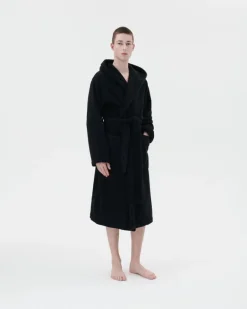 Tekla Hooded bathrobe, black