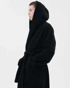 Tekla Hooded bathrobe, black