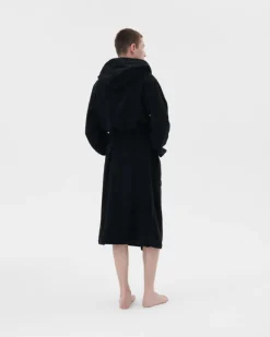 Tekla Hooded bathrobe, black