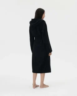 Tekla Hooded bathrobe, black