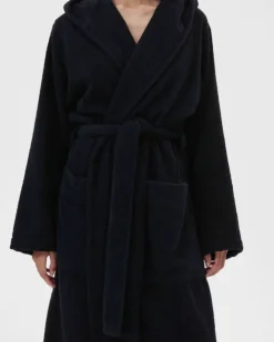 Tekla Hooded bathrobe, black