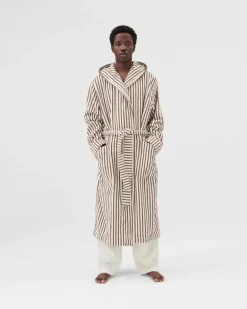 Tekla Hooded bathrobe, kodiak stripes