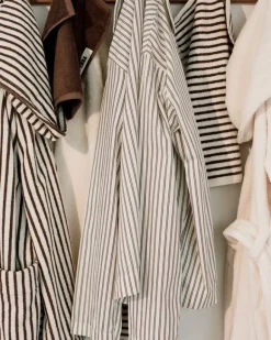 Tekla Hooded bathrobe, kodiak stripes
