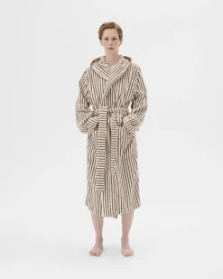 Tekla Hooded bathrobe, kodiak stripes